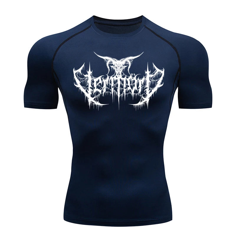 Compression Shirt Men Short Running T Shirt Gym Sports Top Quick Dry Breathable Black Fitness Sportswear Bodybuilding Clothing