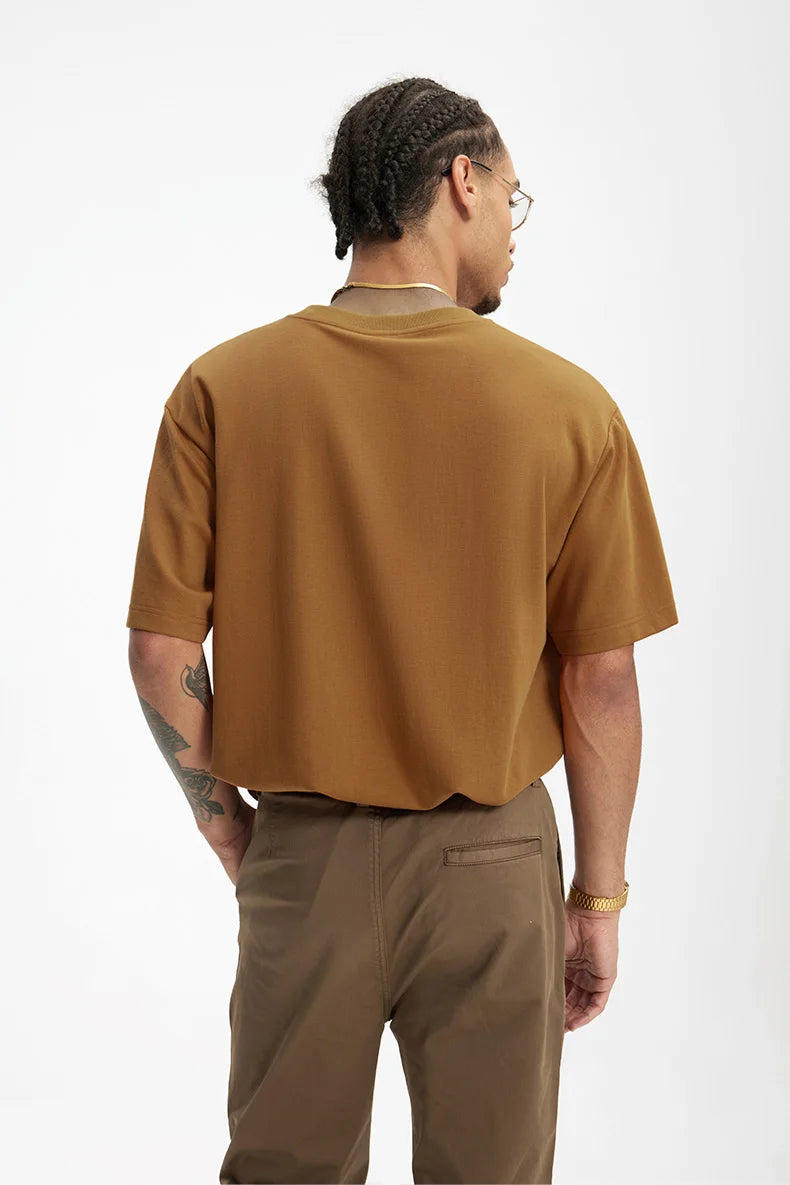 INFLATION Men's Solid Double Sided T-Shirt Simple Versatile Basic Short Sleeve Light Luxury Old Money Style Tee