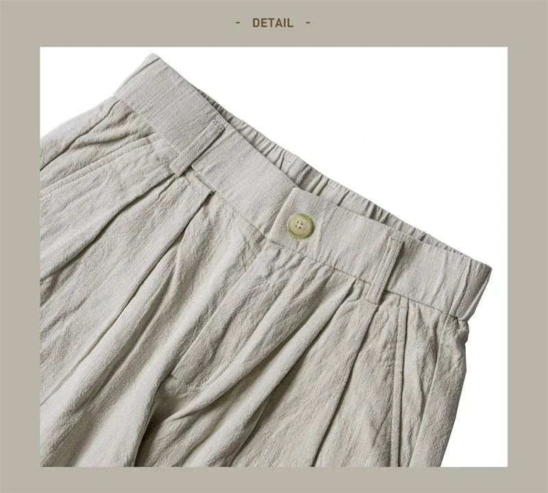 Red Tornado Old Money Aesthetic Linen Pants Men's Casual Pleated Trousers Loose Fit