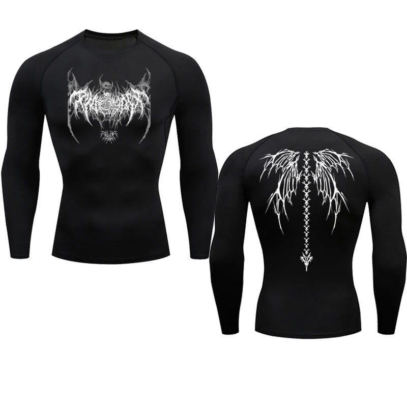 Y2K Compression Shirt Men Fitness Gym Skeleton Sport Running T-Shirt Rashgard Tops Tee Quick Dry Short Sleeve T-Shirt For Men