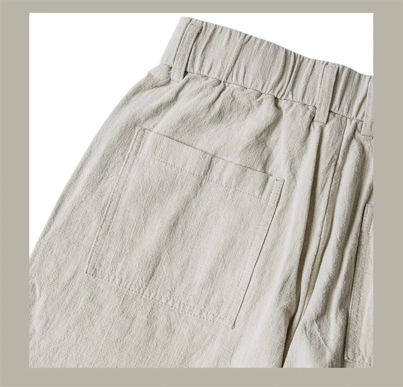 Red Tornado Men's Cotton Linen Casual Pants Old Money Style Breathable Trousers