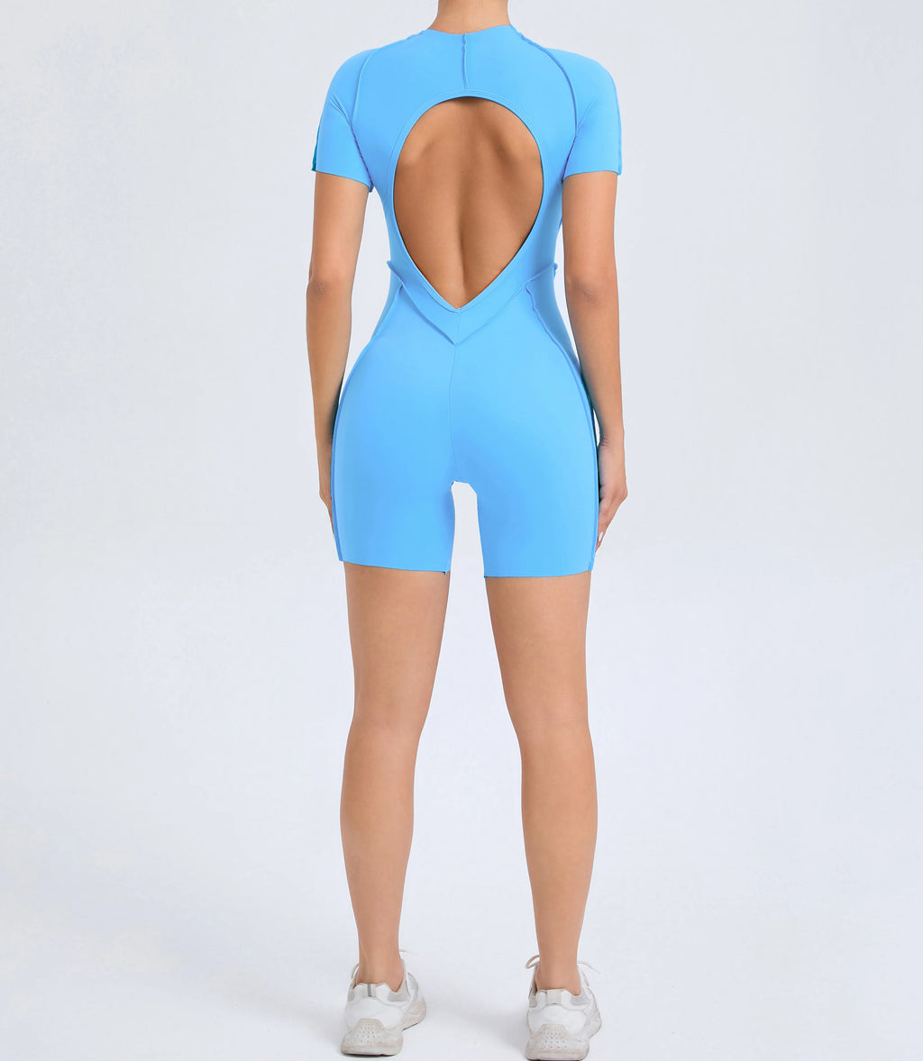 Short Jumpsuit Gym Clothes For Women Sportswear Fitness Overalls Backless Scrunch Booty Yoga Suit Sports Set Outfit