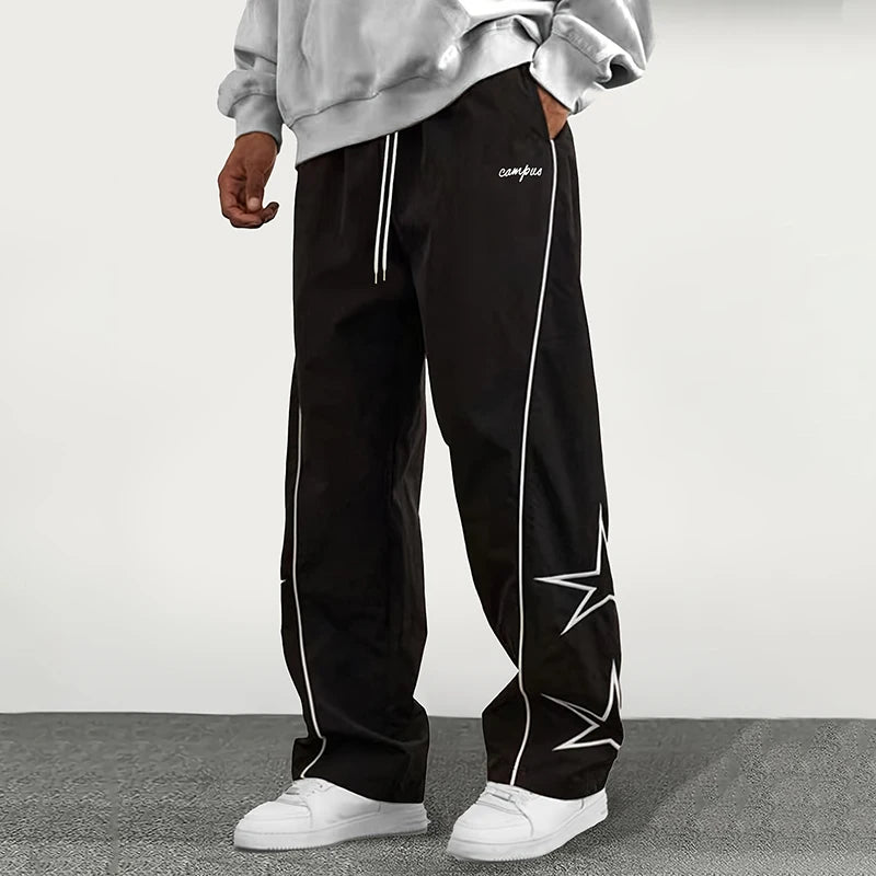 Paratrooper pants sports men's ice silk spring and summer straight work pants lace-up loose pants outdoor pants casual pants