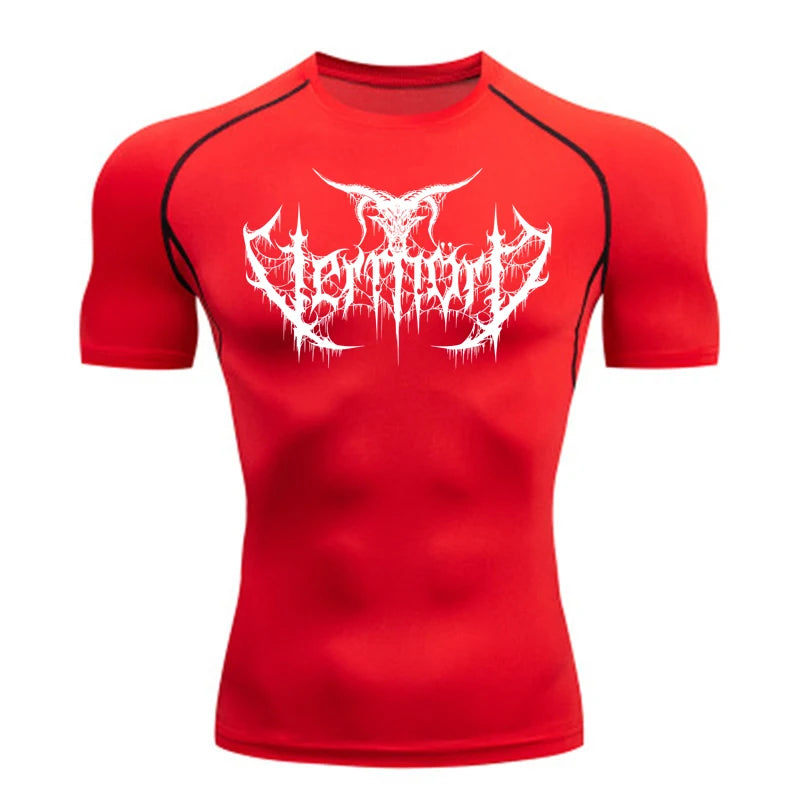 Compression Shirt Men Short Running T Shirt Gym Sports Top Quick Dry Breathable Black Fitness Sportswear Bodybuilding Clothing