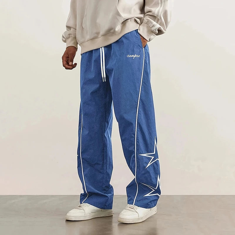 Paratrooper pants sports men's ice silk spring and summer straight work pants lace-up loose pants outdoor pants casual pants