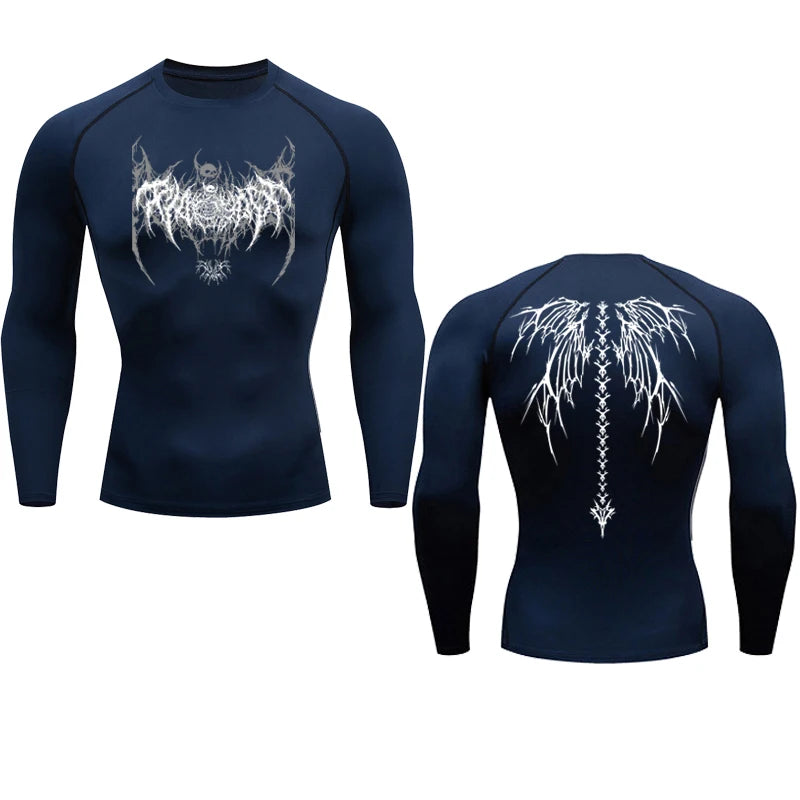 Y2K Compression Shirt Men Fitness Gym Skeleton Sport Running T-Shirt Rashgard Tops Tee Quick Dry Short Sleeve T-Shirt For Men