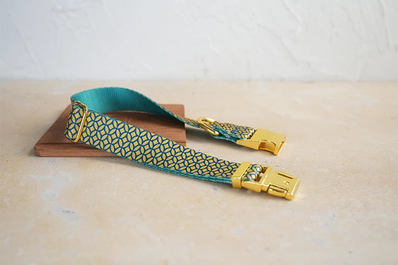 PLATTCO unique design dog collar print WEALTHY COINS pattern and high-quality gold buckle size 5 PDC305YG