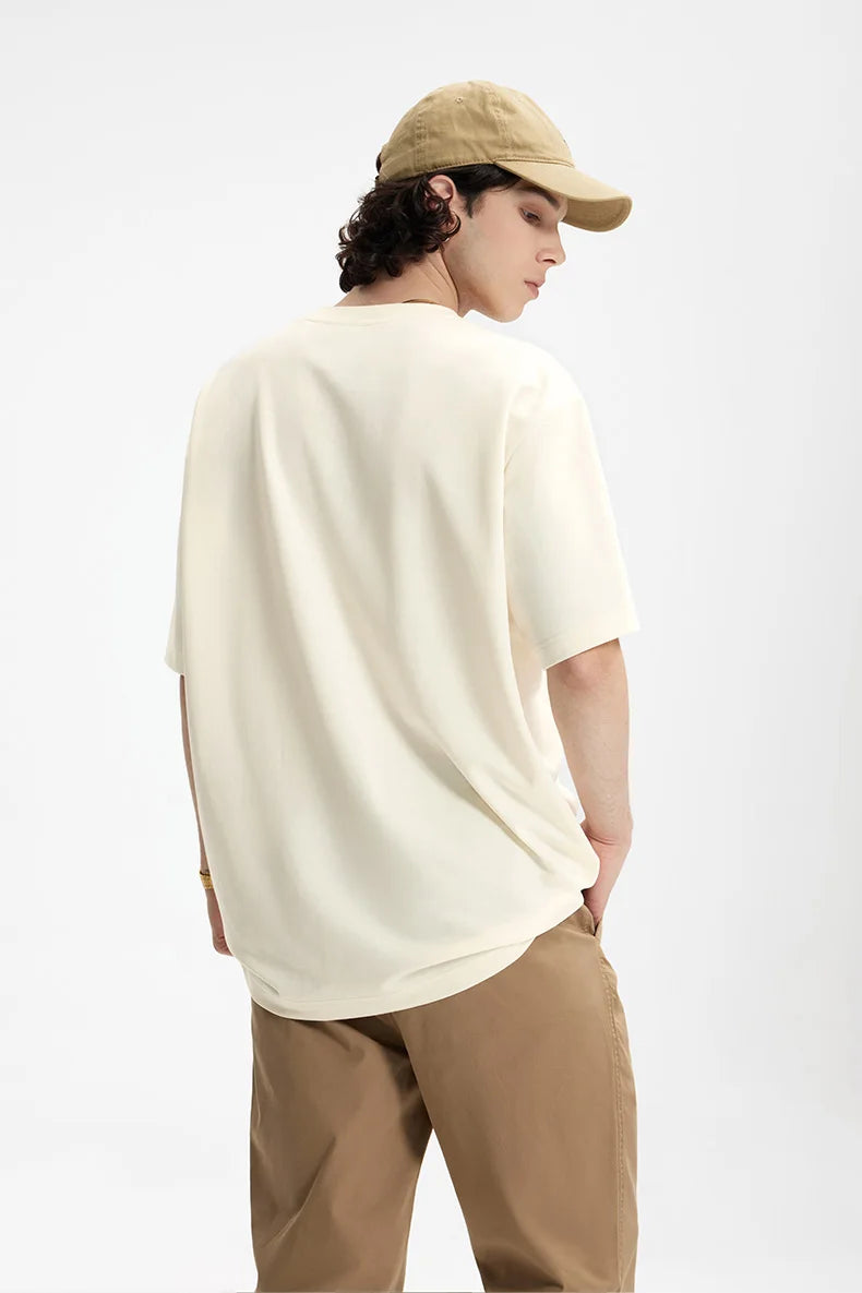 INFLATION Men's Solid Double Sided T-Shirt Simple Versatile Basic Short Sleeve Light Luxury Old Money Style Tee