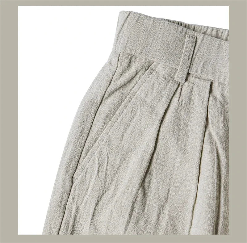 Red Tornado Old Money Aesthetic Linen Pants Men's Casual Pleated Trousers Loose Fit