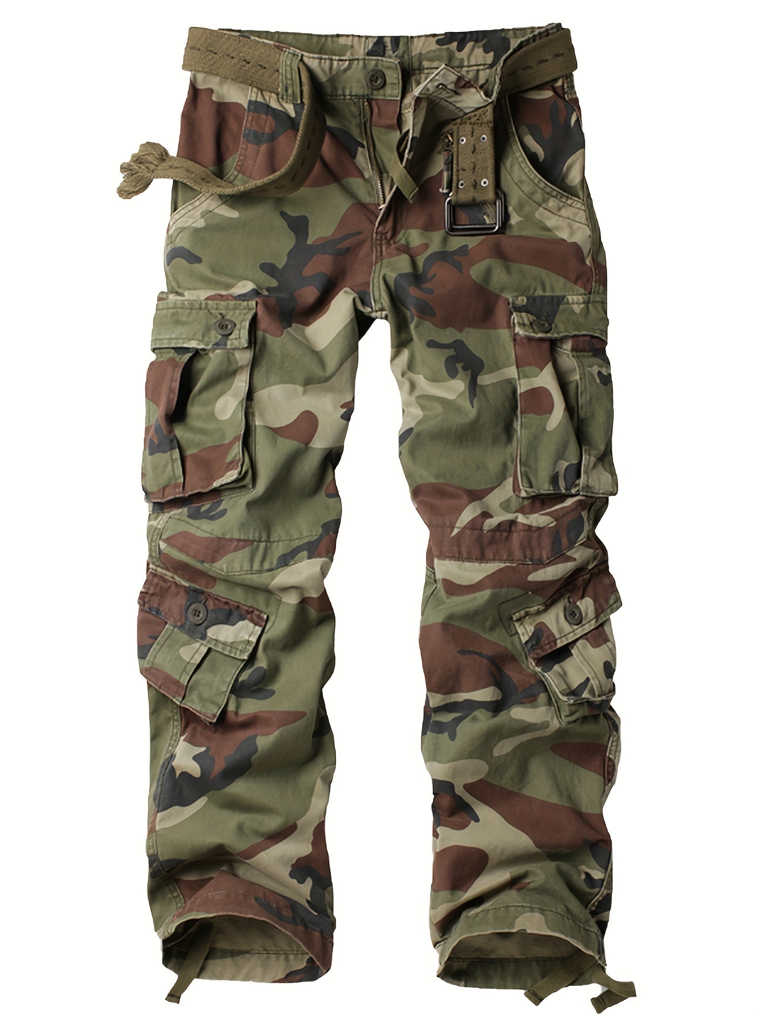 Men's Tactical Camo Cargo Pants - Overalls with Multi Flap Pockets, Loose Fit, and Durable Fabric for Outdoor Enthusiasts - Perfect for Hiking, Fishing, and Camping Adventures