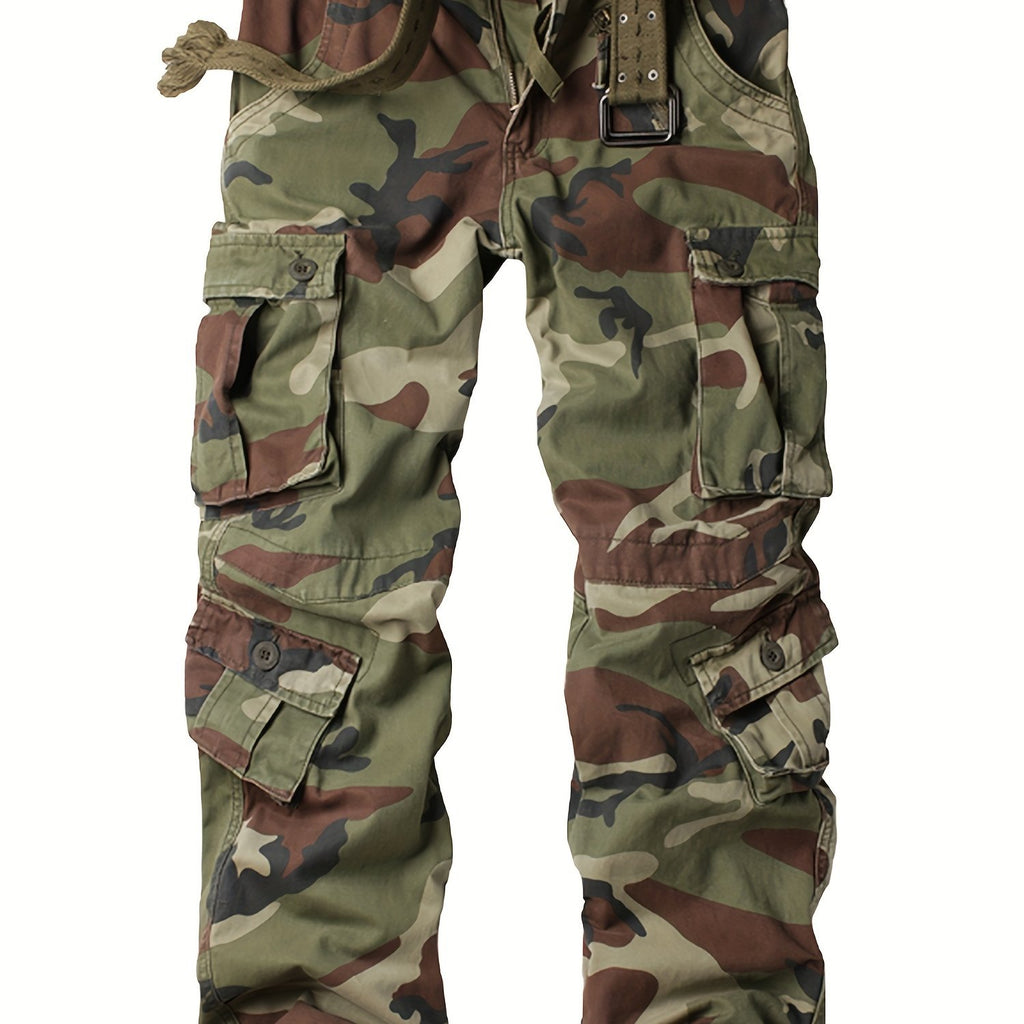 Men's Tactical Camo Cargo Pants - Overalls with Multi Flap Pockets, Loose Fit, and Durable Fabric for Outdoor Enthusiasts - Perfect for Hiking, Fishing, and Camping Adventures