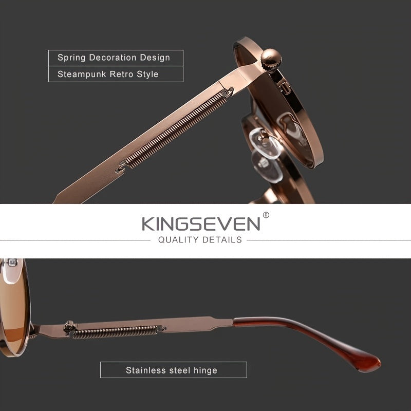 KINGSEVEN High Quality Gothic Steampunk Polarized For Men And Women Brand Designer Vintage Round Metal Frame 7579
