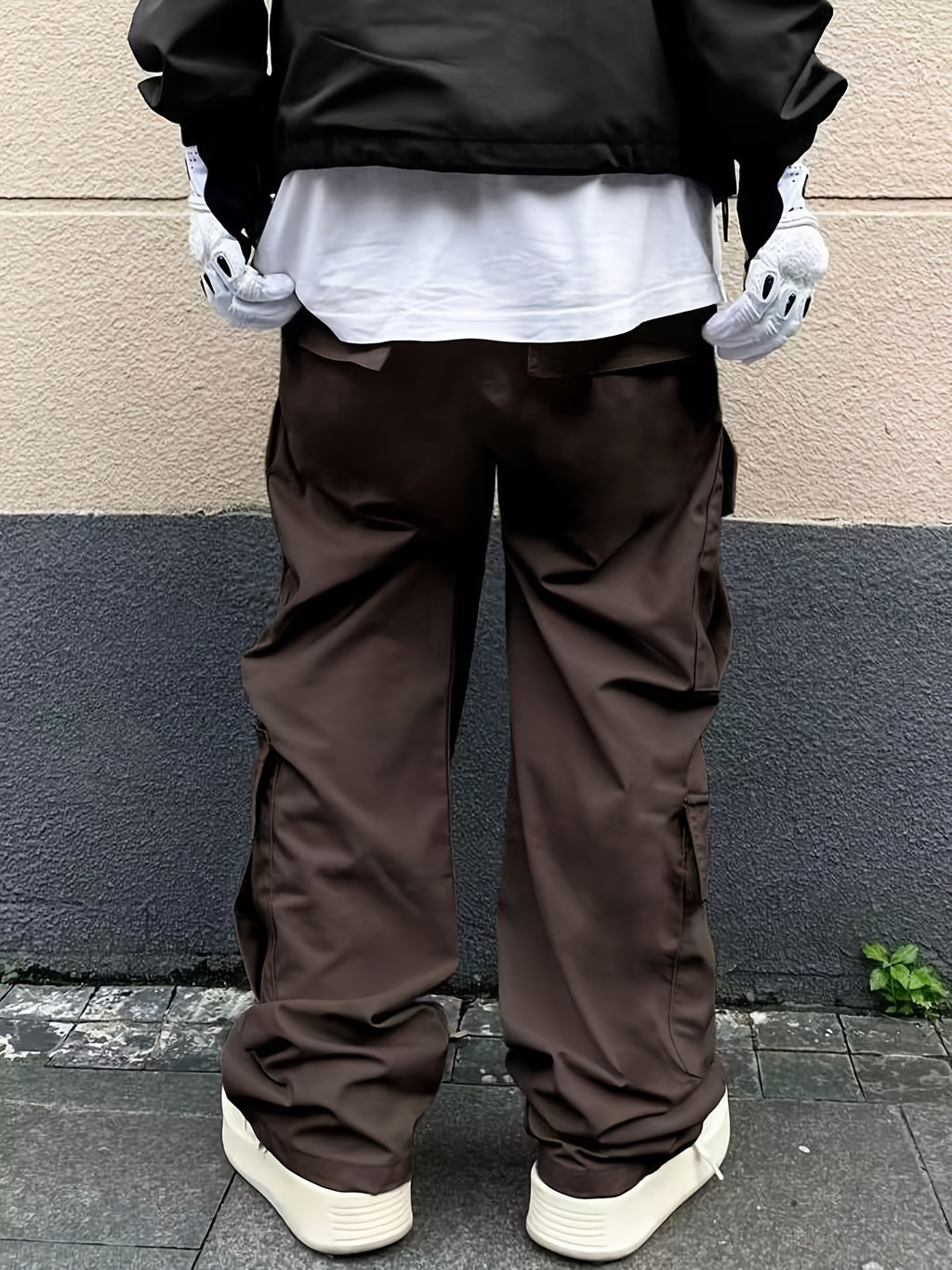 Solid Multi Flap Pockets Men's Straight Leg Cargo Pants, Loose Casual Outdoor Pants, Men's Work Pants Baggy Pants Trendy Streetwear K-pop