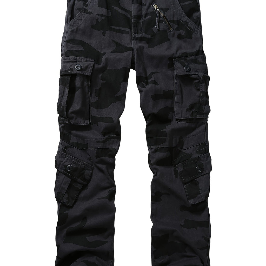Men's Tactical Camo Cargo Pants - Overalls with Multi Flap Pockets, Loose Fit, and Durable Fabric for Outdoor Enthusiasts - Perfect for Hiking, Fishing, and Camping Adventures