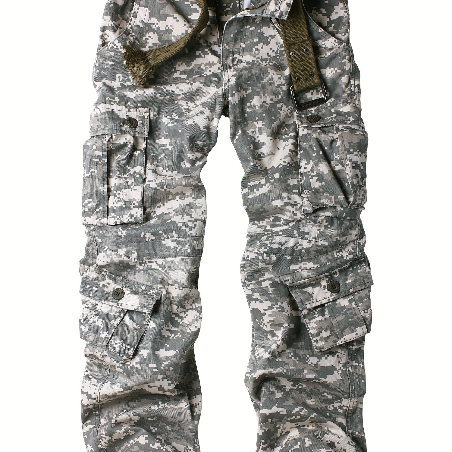 Full Length Spring Cotton Men's Cargo Pants Safari Style Camo Casual Work Pants for Outdoors Hiking Fishing Angling Streetwear