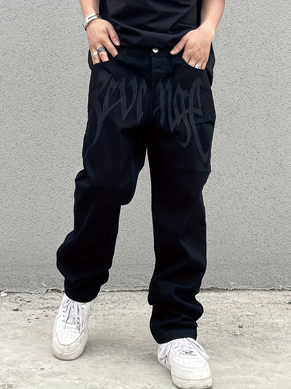 Loose Fit Men's Y2k Casual Jeans, Baggy Street Style For Fall Winter