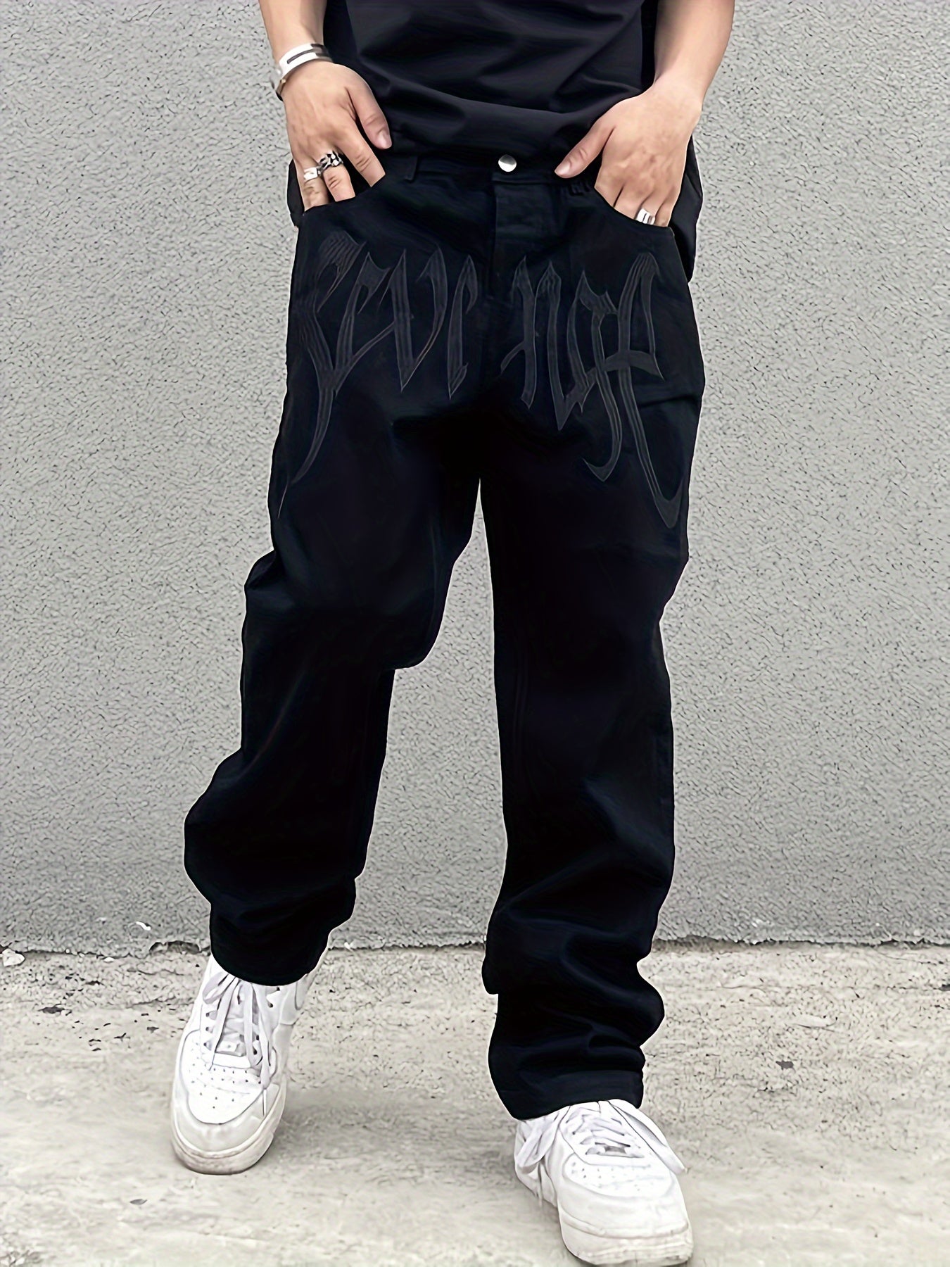 Loose Fit Men's Y2k Casual Jeans, Baggy Street Style For Fall Winter