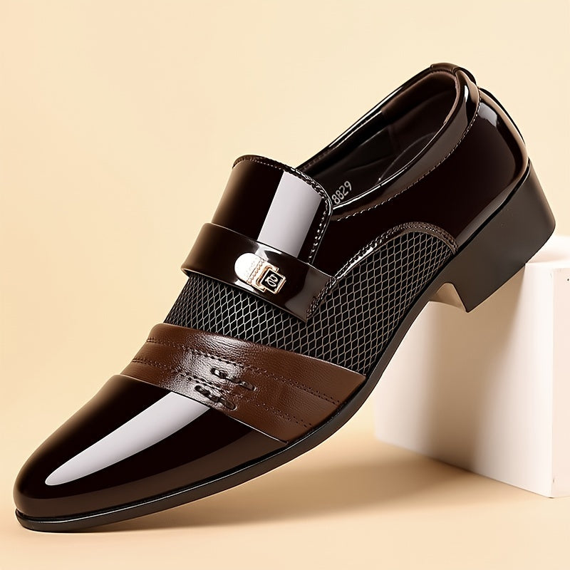 Men'S Black Loafers - Stylish Slip-On Dress Shoes with Metal Buckle, Perfect for Business and Formal Events, Faux Upper, Rubber Sole, Formal Footwear | Elegant Loafers | Durable Footwear